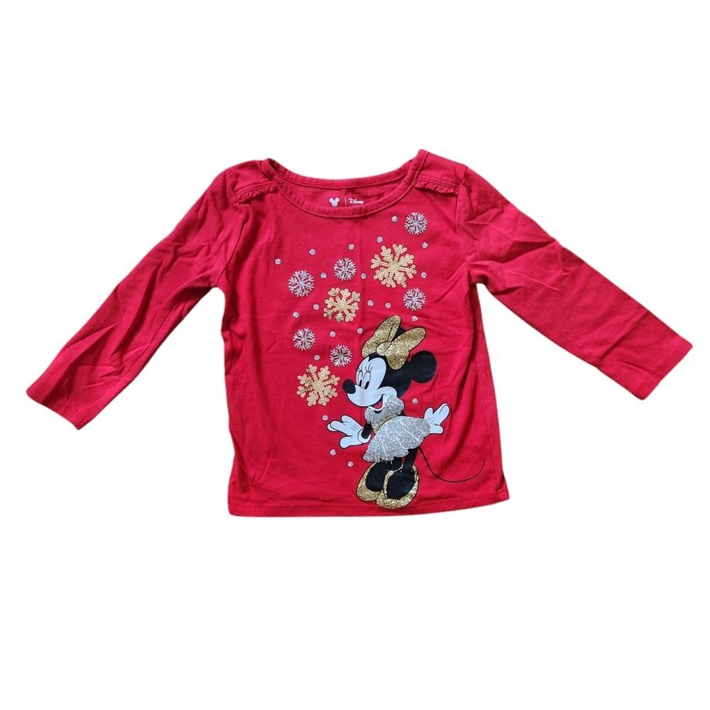 Jumping Beans Lmt Ed Disney's Minnie Snowflake Long Sleeve Shirt Size 2T Red